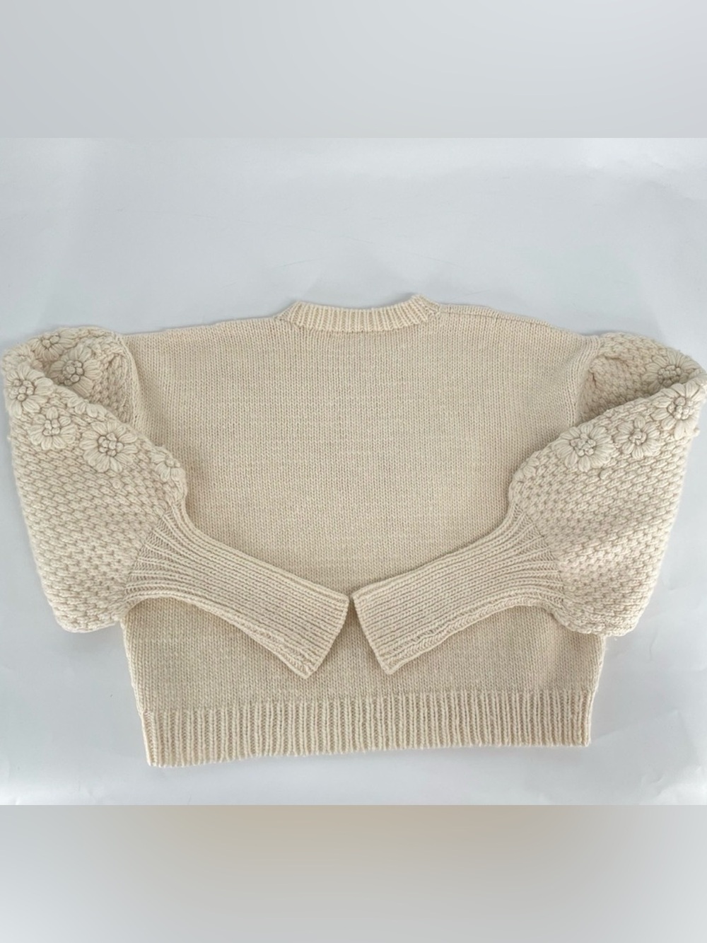 Ulla Johnson Ciel 100% Merino Wool Sweater Floral Cream Ivory Small - Picture 4 of 4